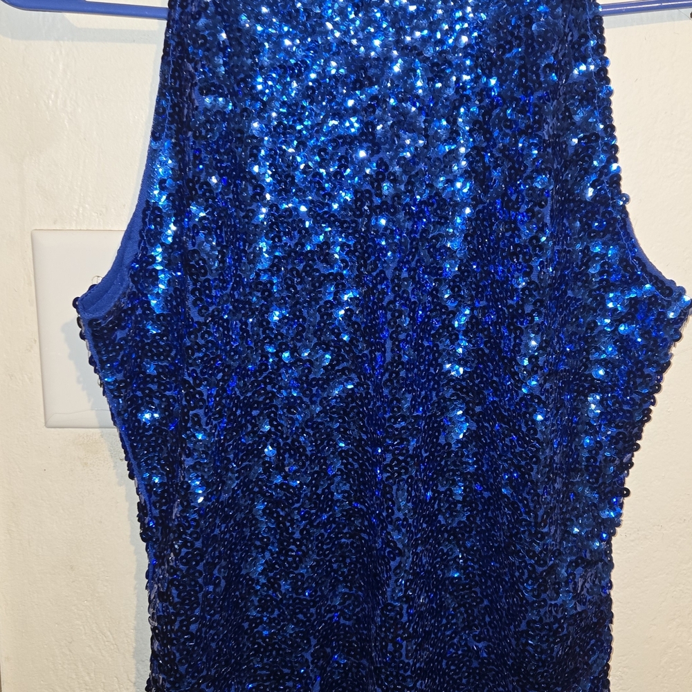Sparkling Blue Sequin Kids Dance Costume